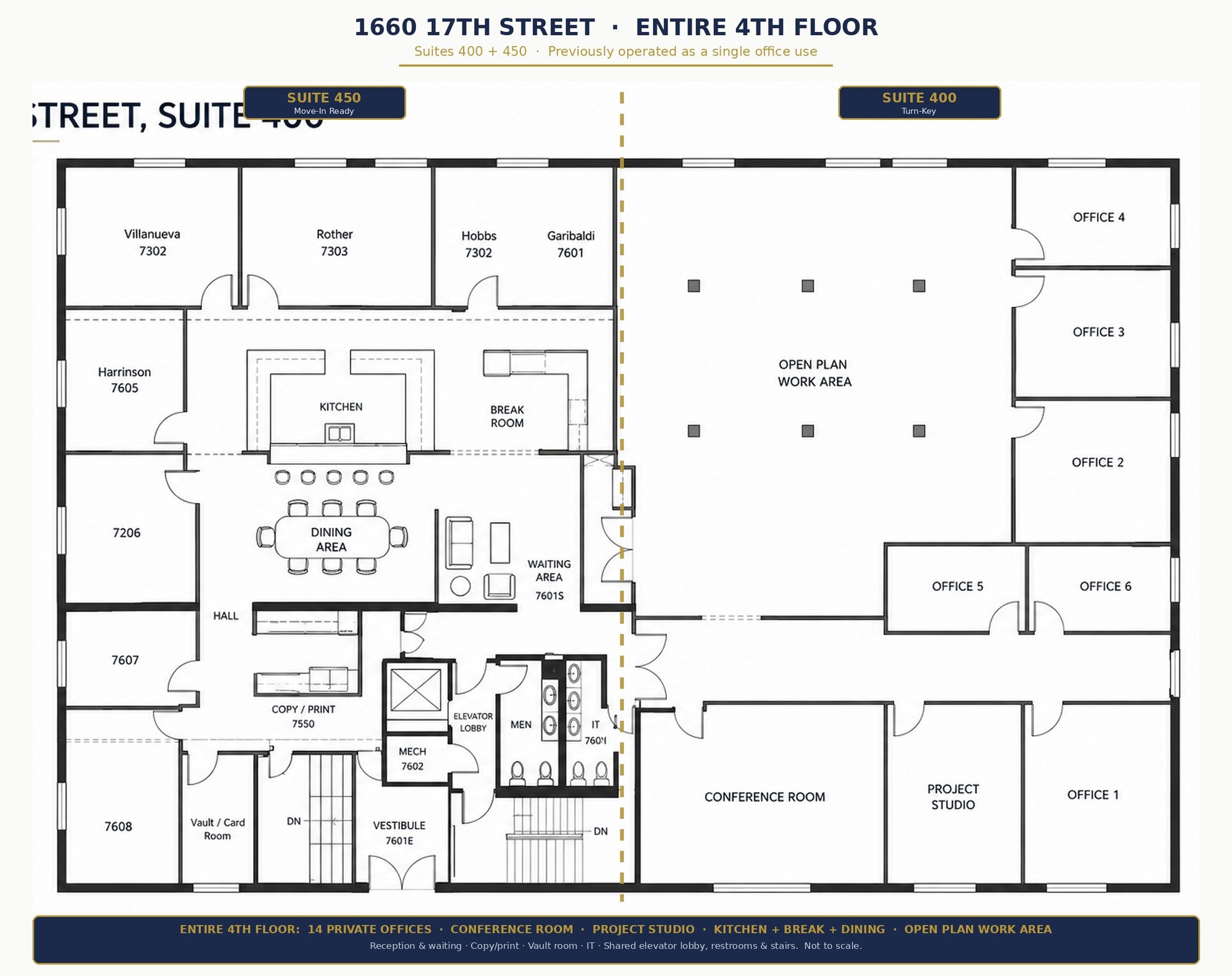 Combined floor plan, entire 4th floor